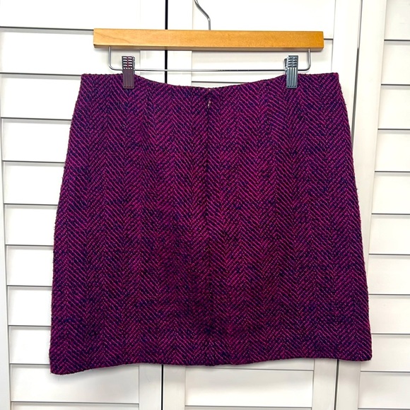 LOFT Wool Blend Tweed A-Line Zipper Detail Lined Skirt Size 10 Pink & Navy - Picture 6 of 9